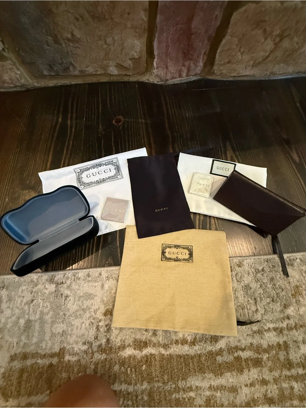Gucci luxury packaging, dust bags, cases, pouches, bundle